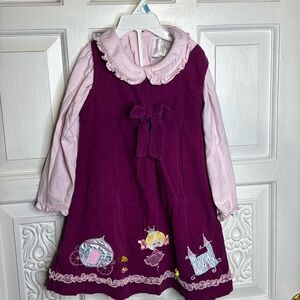 Adorable Youngland Princess Appliquéd Corduroy 2 Piece Dress Set Size 5